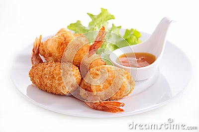 Fried shrimp Stock Photo