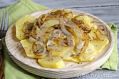 Fried sliced potatoes Stock Photo