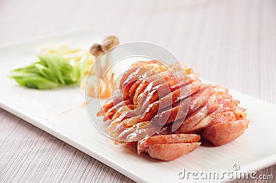 Fried Taiwan sausage Stock Photo