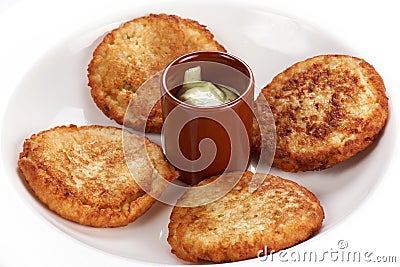 Fried thick pancake Stock Photo