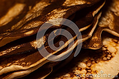 Fried traditional pancakes is macro Stock Photo