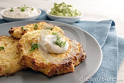 Fried vegetable rosti from cauliflower, egg and parmesan cheese Stock Photo