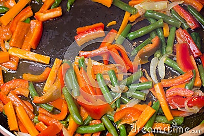 Fried vegetables from above Stock Photo