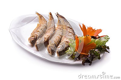 Fried Whisker sheat fish with chili sauce Stock Photo