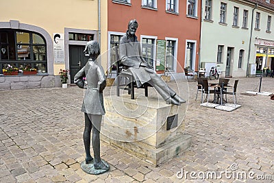 Friedrich Nietzsche memorial on the Markt square in Naumburg Editorial Stock Photo