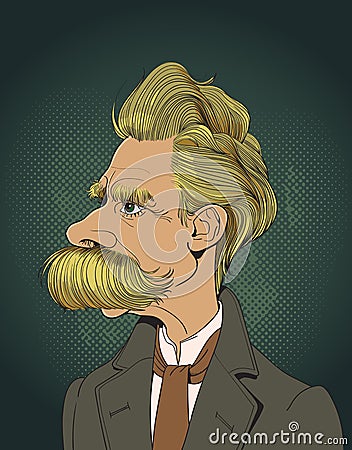 Friedrich Nietzsche portrait in line art illustration. Editable layers. Vector Illustration