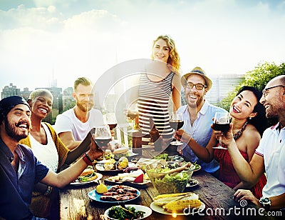 Friend Friendship Dining Celebration Hanging out Concept Stock Photo