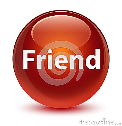 Friend glassy brown round button Cartoon Illustration