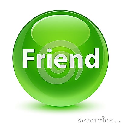 Friend glassy green round button Cartoon Illustration