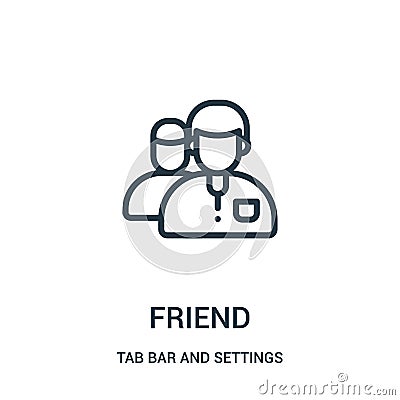 friend icon vector from tab bar and settings collection. Thin line friend outline icon vector illustration Vector Illustration