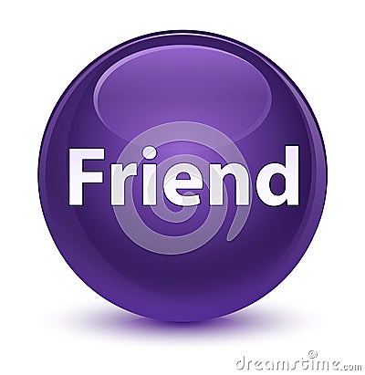 Friend glassy purple round button Cartoon Illustration