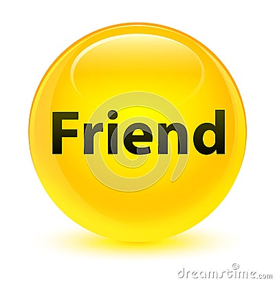 Friend glassy yellow round button Cartoon Illustration