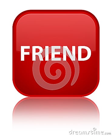 Friend special red square button Cartoon Illustration