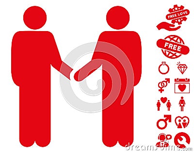 Friend Meeting Icon with Love Bonus Vector Illustration