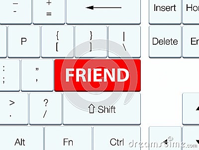 Friend red keyboard button Cartoon Illustration