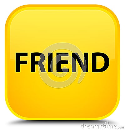 Friend special yellow square button Cartoon Illustration