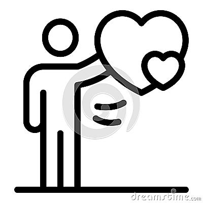 Friend take heart icon, outline style Vector Illustration