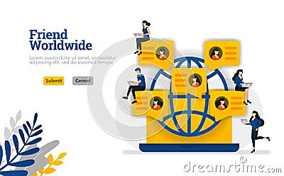 Friend worldwide for community, social media, parties and groups vector illustration concept can be use for, landing page, templat Vector Illustration