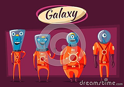 Friendly aliens. Cartoon vector illustration Vector Illustration