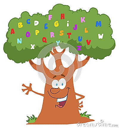 Friendly alphabet tree waving Vector Illustration