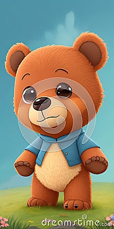 Friendly Bear Cub Cartoon Character Stock Photo