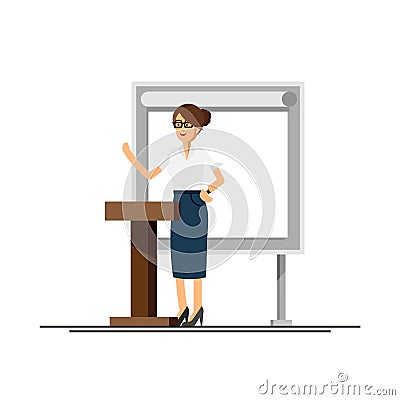 Friendly business woman standing Vector Illustration