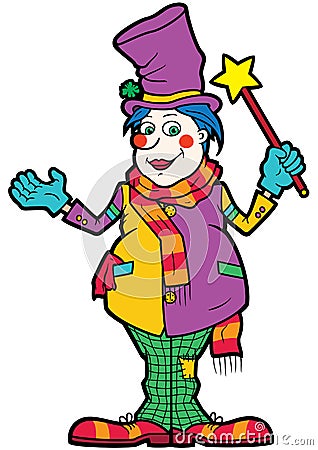 Friendly clown illusionist Stock Photo