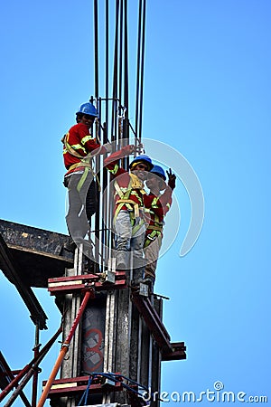 A Friendly Construction Workers Steel Structure Editorial Stock Photo