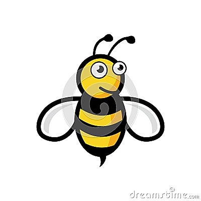 Friendly Cute Bee Flying and Smiling vector eps10. Bee logo Vector Illustration