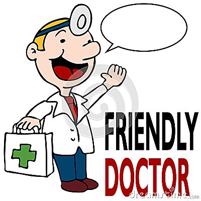 Friendly Doctor Holding Medical Kit Vector Illustration