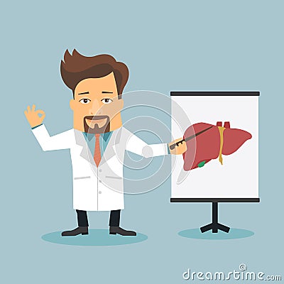 Friendly Doctor therapist flat cartoon character. Vector Illustration