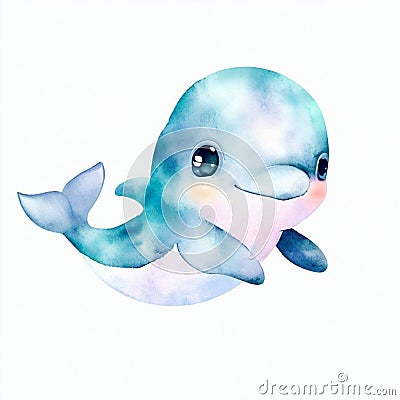 Cute dolphin watercolor Stock Photo