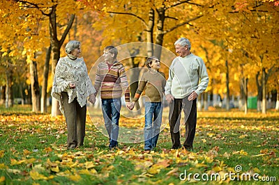 Friendly family in park Stock Photo