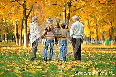 Friendly family in park Stock Photo