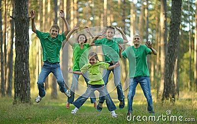 Friendly family running Stock Photo