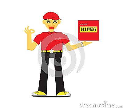 Friendly and fast delivery courier Stock Photo