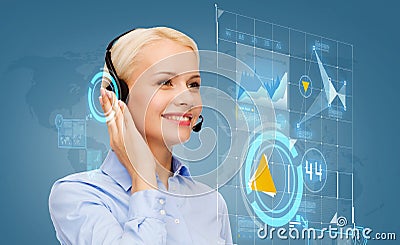 Friendly female helpline operator Stock Photo