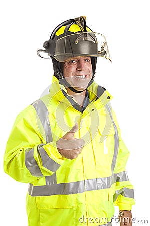 Friendly Fireman - Thumbsup Stock Photo