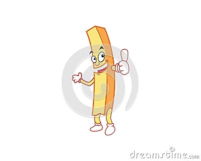 Friendly French Fries Character with Recommending Gesture Vector Illustration