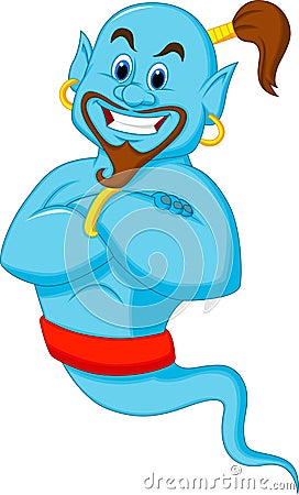 Friendly genie cartoon Vector Illustration