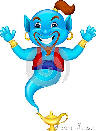 Friendly genie cartoon Vector Illustration