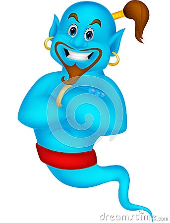 Friendly genie cartoon Vector Illustration