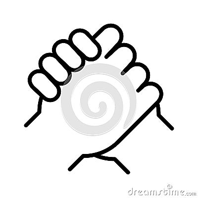 Friendly handshake. Human greeting. Handshake of business partners. Arm wrestling symbol Vector Illustration