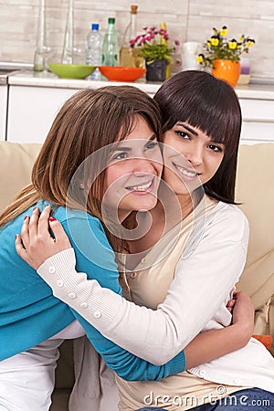 friendly hug Stock Photo