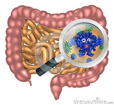 Friendly Intestine Probiotic Bacteria Mascot Vector Illustration