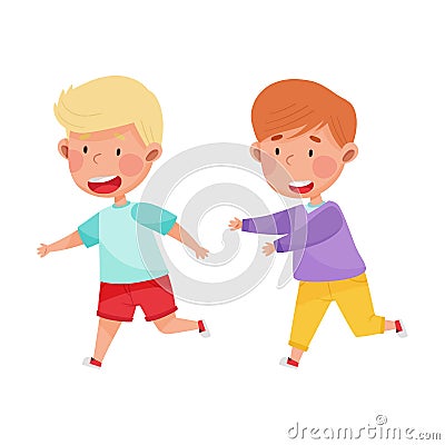 Friendly Kids Playing Together Isolated on White Background Vector Illustration Vector Illustration