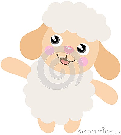 Friendly lamb sheep isolated on white Vector Illustration