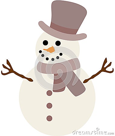 Friendly little snowman with branches Vector Illustration
