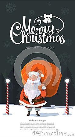 Friendly looking trendy vector Santa Clause in the wood Vector Illustration