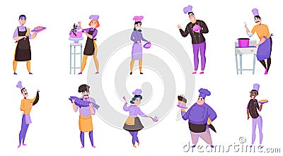 Cooks Cartoon Set Vector Illustration